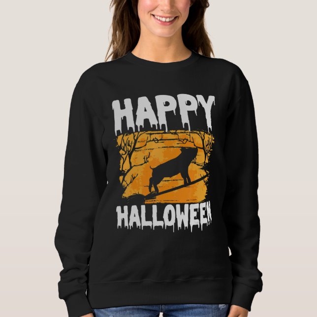 Happy Halloween u2013 Hexenpig Flying Broom Hallo Sweatshirt (Vorderseite)