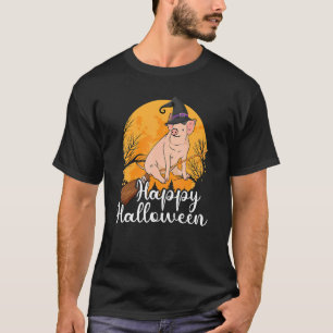 Happy Halloween u2013 Hexenpig Flying Broom Hallo T-Shirt