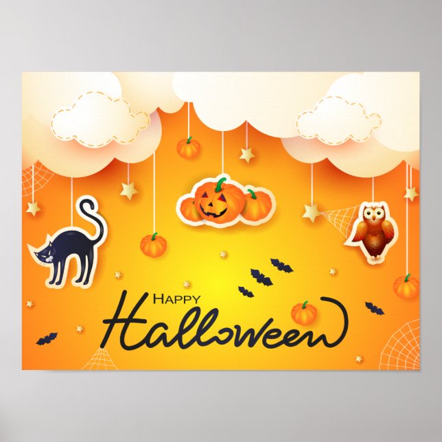Happy Halloween über den Wolken Poster (Vorne)