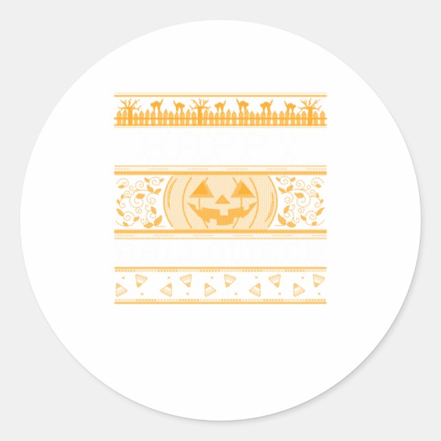 Happy Halloween Ugly ter Design Pumpkins Runder Aufkleber (Vorderseite)