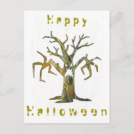 Happy Halloween und beängstigende Baumkarte Postkarte