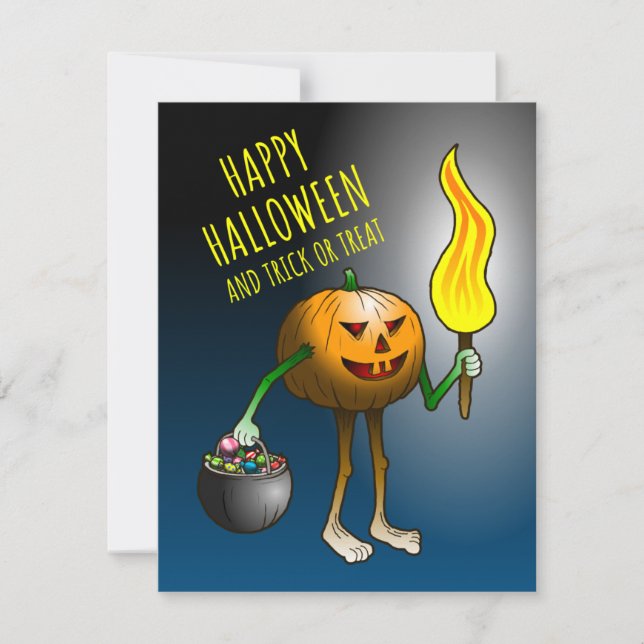Happy Halloween und Trick oder Treat Card Mitteilungskarte (Vorderseite)