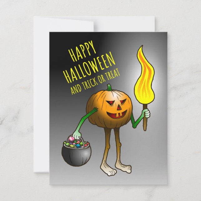Happy Halloween und Trick oder Treat Card Mitteilungskarte (Vorderseite)