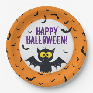 Happy Halloween Vampire Bat Paper Plate Pappteller
