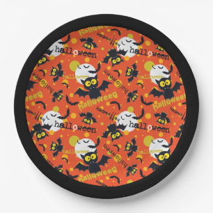 Happy Halloween Vampire Bat Paper Plate Pappteller