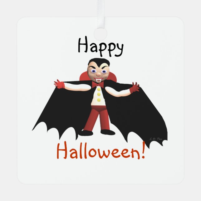 Happy Halloween Vampire Ornament Aus Metall (Vorderseite)