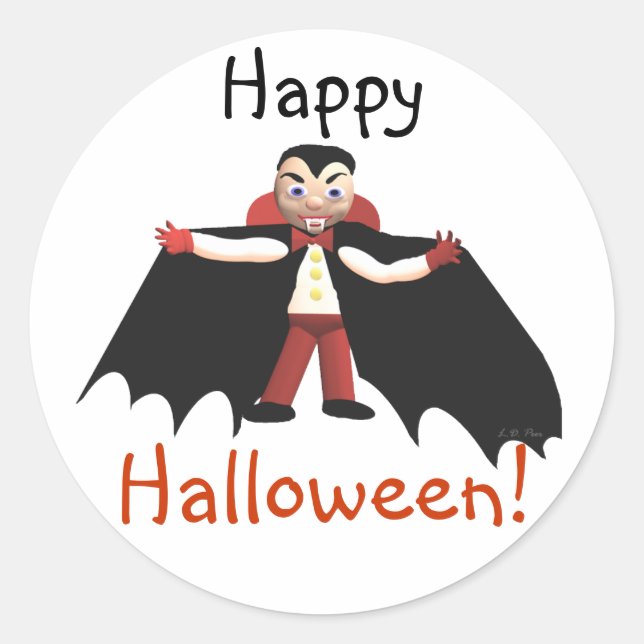 Happy Halloween Vampire Runder Aufkleber (Vorderseite)