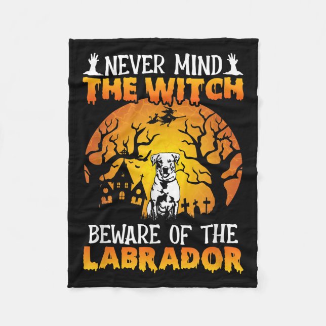 Happy Halloween Vibes Decor Beware Of The Labrador Fleecedecke (Vorderseite)