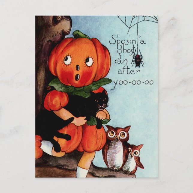 Happy Halloween Vintag Illustration Postkarte (Vorderseite)