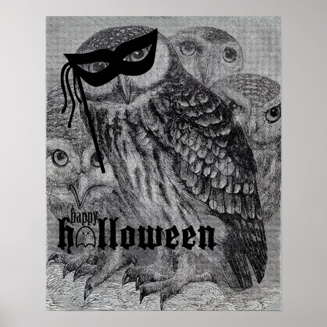 Happy Halloween Vintag Owl Poster (Vorne)