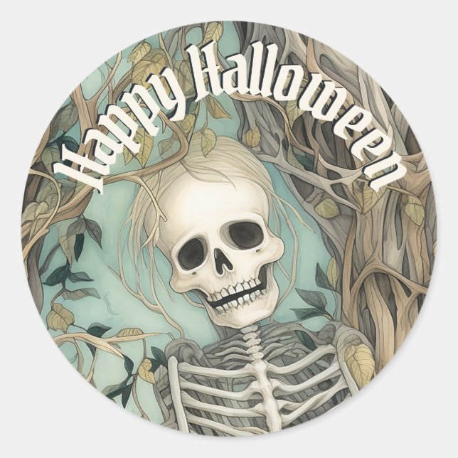 Happy Halloween Vintag Skull Runder Aufkleber (Vorderseite)