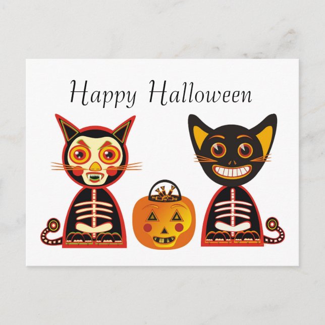 Happy Halloween Vintag Style Postkarte (Vorderseite)