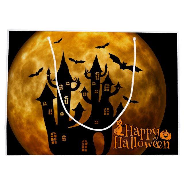Happy Halloween (Vollmond) Große Geschenktüte (Rückseite)