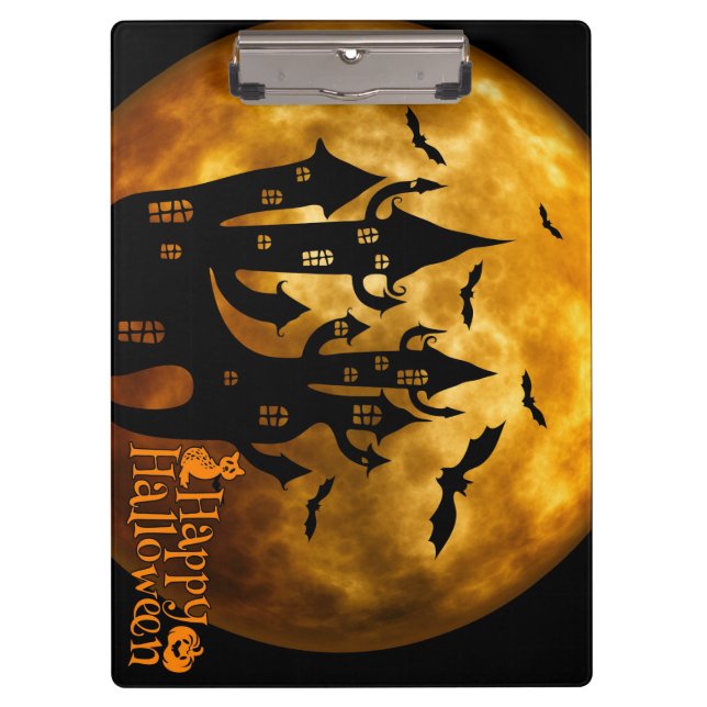 Happy Halloween (Vollmond) Klemmbrett (Vorderseite)