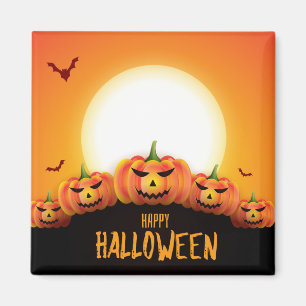 Happy Halloween (Vollmond und Pumpkins) Magnet