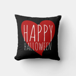 Happy Halloween w/Red Heart Black & Grey Stripes Kissen