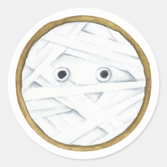 Happy Halloween | Wasserfarbenmumie Runder Aufkleber (Vorderseite)