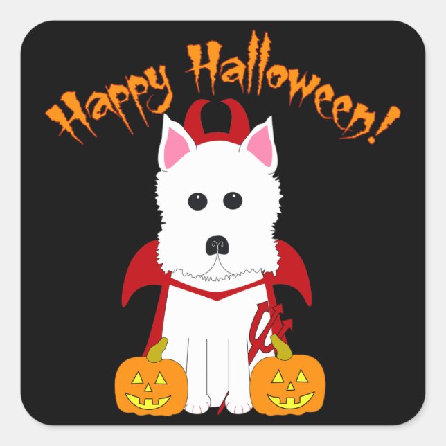 Happy Halloween Westie Devil Stickers (Vorderseite)