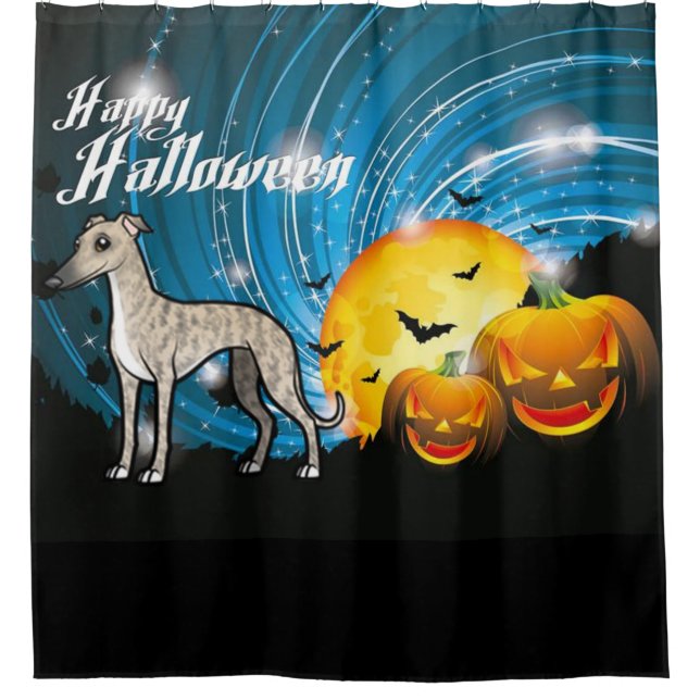 Happy Halloween Whippet Duschvorhang (Vorderseite)