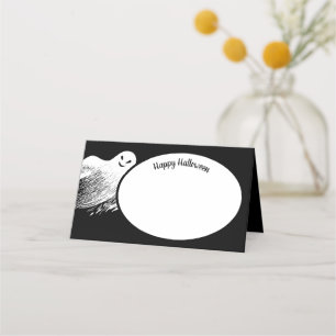 Happy Halloween White Whispy Ghost Platzkarte