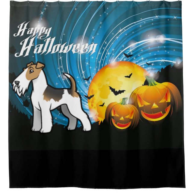 Happy Halloween Wire Fox Terrier Duschvorhang (Vorderseite)