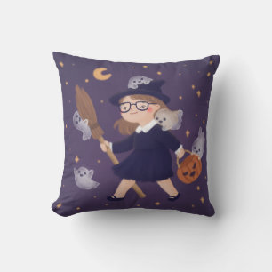 Happy Halloween Witch & Ghosts Kissen