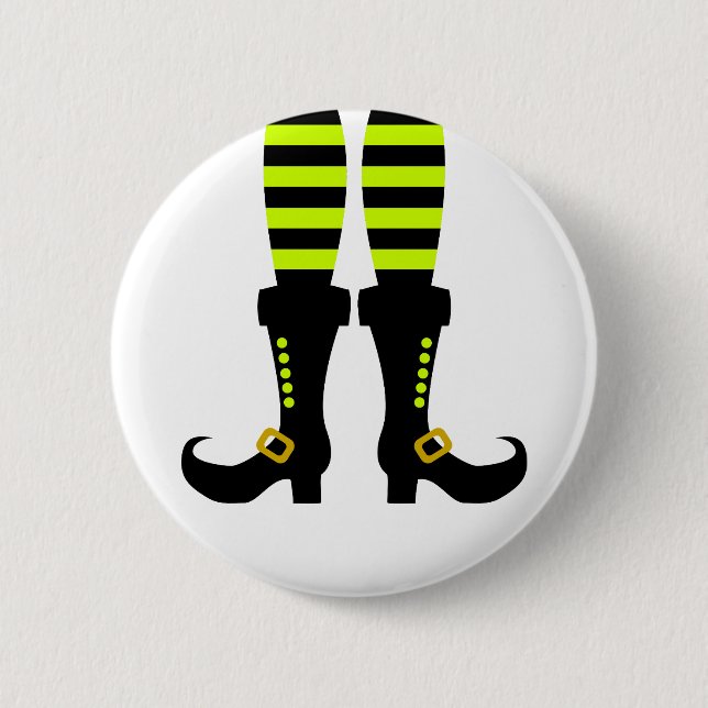 Happy Halloween Witch Leg Button (Vorderseite)