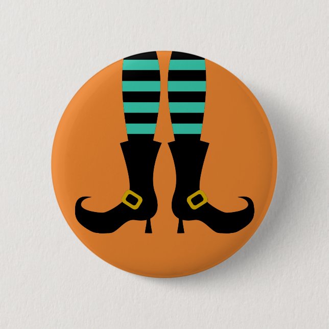Happy Halloween Witch Leg Button (Vorderseite)
