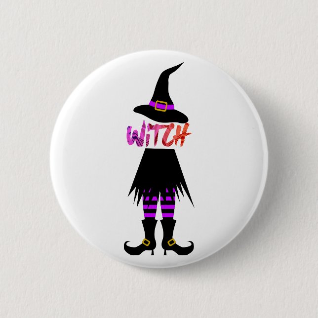 Happy Halloween Witch Leg Button (Vorderseite)