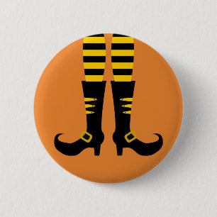 Happy Halloween Witch Leg Button