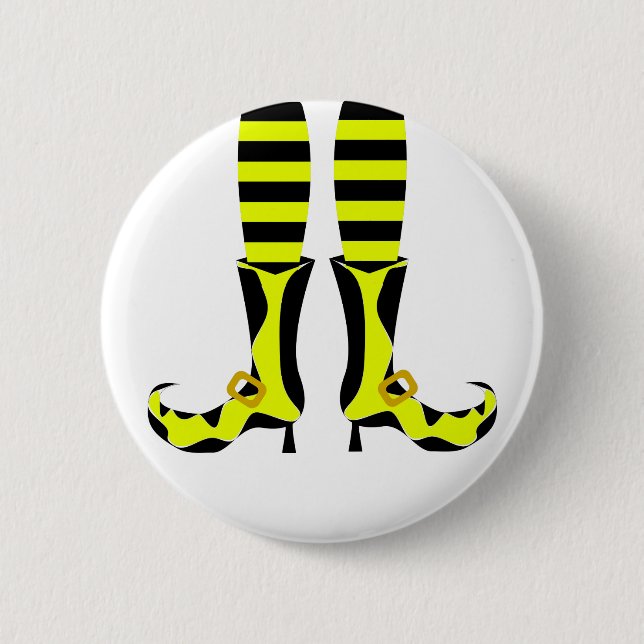 Happy Halloween Witch Leg Button (Vorderseite)