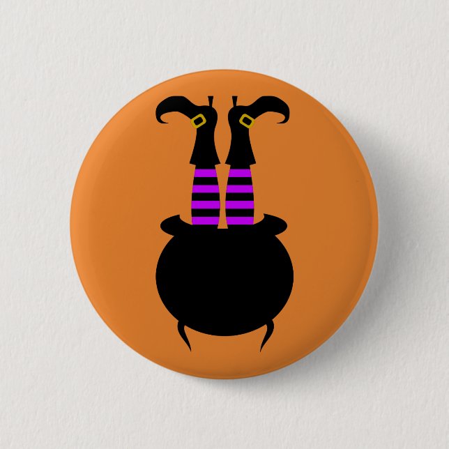 Happy Halloween Witch Leg Button (Vorderseite)