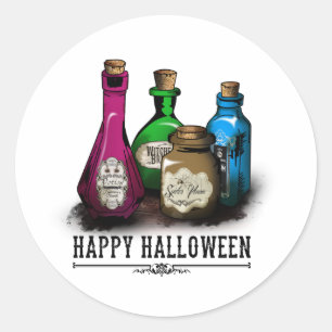 Happy Halloween! Witch Potion Bottles Runder Aufkleber