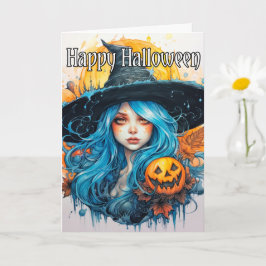 Happy Halloween | Wunderschöne Herbsthexe Karte