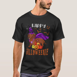 Happy Halloween Würstchen Dackel Hund Hexe Beängst T-Shirt