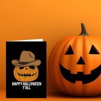 Happy Halloween Y'all Cowboy Kürbislaterne Card