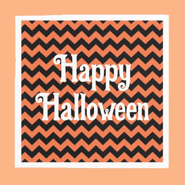 Happy Halloween Zickzack Stripe Kids Party Serviette (Von Creator hochgeladen)