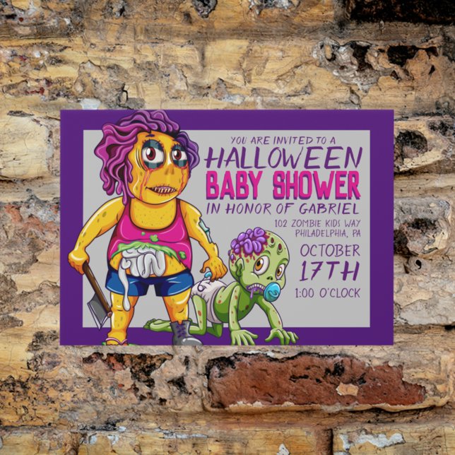 Happy Halloween | Zombie-Babydusche Postkarte (Von Creator hochgeladen)