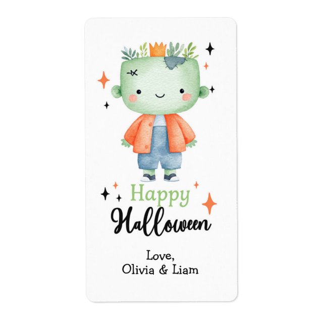 Happy Halloween Zombie Boy Custom Shipping Labels (Vorne)