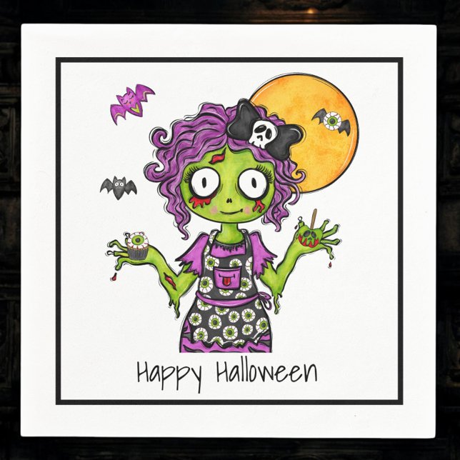 Happy Halloween Zombie Cocktail Serviette (Von Creator hochgeladen)