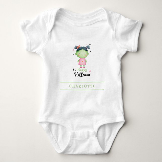 Happy Halloween Zombie Girl Custom Baby Bodysuit Baby Strampler (Vorderseite)