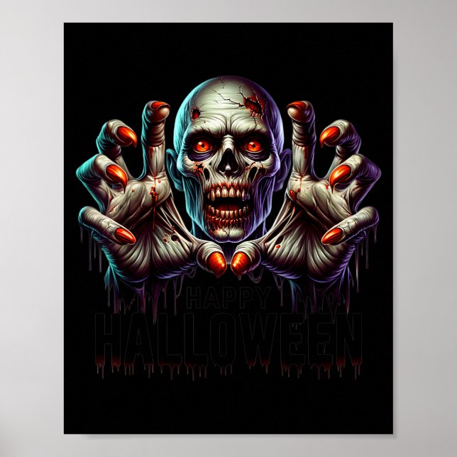Happy Halloween Zombie Hands Funny Halloween Costu Poster (Vorne)