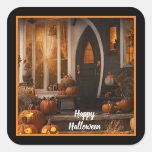 Happy Halloween Zuhause Collection Quadratischer Aufkleber