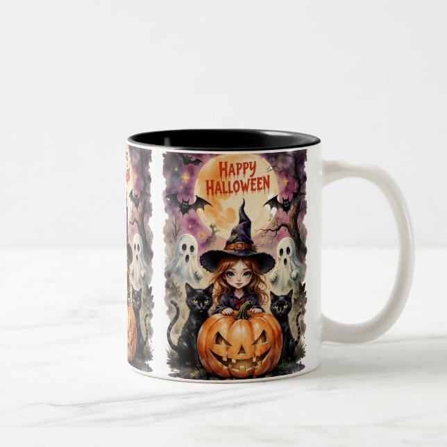 Happy Halloween Zweifarbige Tasse (Rechts)