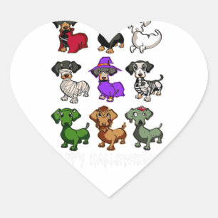 Happy Halloweenie Dachshund - Dachshund Halloween Herz-Aufkleber
