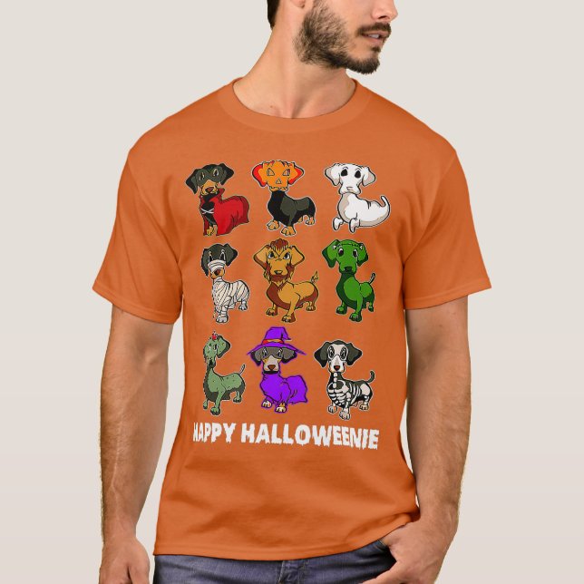 Happy Halloweenie Dachshund  Dachshund Halloween T-Shirt (Vorderseite)