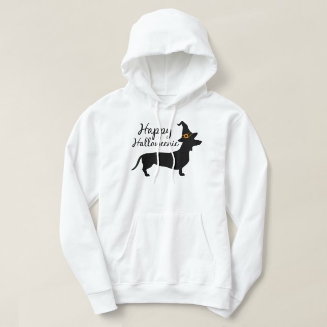 Happy Halloweenie Dackel Dackel Hund Halloween Hoodie (Design vorne)