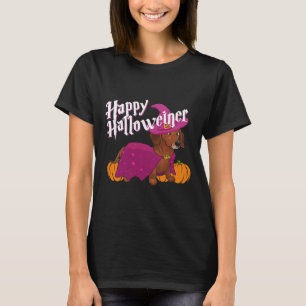 Happy Halloweenie Dackel Dackel Hund Hexenhut Pu T-Shirt