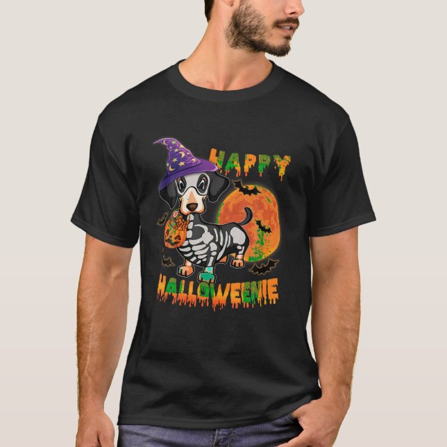 Happy Halloweenie Dackel Dog Ghost Halloween Do T-Shirt (Vorderseite)