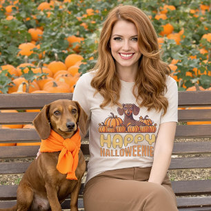 Happy Halloweenie Dackel Dog Pumpkin Patch T-Shirt